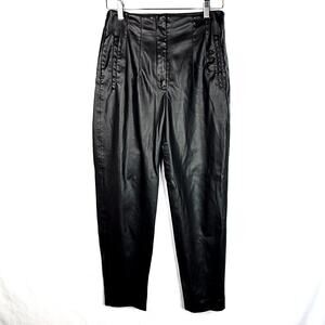 Zara Black Faux Leather High Waisted Pants M